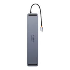 BASEUS 12u1 HUB stalak za prijenosno računalo USB-C USB-A DP HDMI SD TF RJ45 3,5 mm priključak PD 100W sivi