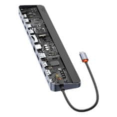 BASEUS 12u1 HUB stalak za prijenosno računalo USB-C USB-A DP HDMI SD TF RJ45 3,5 mm priključak PD 100W sivi