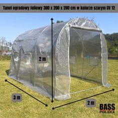 Bass Polska Vrtni tunel od folije 300 x 200 x 200 cm, sivi UV 12