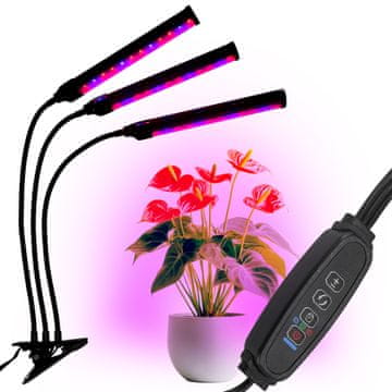 Jumi LED lampa za rast biljaka 72 diode TIMER 25 W kućni uzgoj biljaka bez mrežnog adaptera