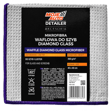 AMTRA Moje auto - detailer Waffle mikrofibra za prozore dijamantno staklo 370g/m2 40x40cm siva