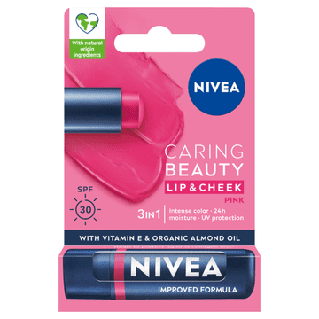 BEIERSDORF Nivea Caring Beauty 3u1 balzam za usne s ružičastom bojom 4,8 g