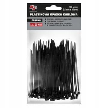 AMTRA MA Profesionalne plastične vezice za kabele - crne 2,5 mm x 80 100 kom