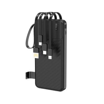 MG W11-B Power Bank s ugrađenim kabelima i svjetiljkom 10000mAh 10W, crna