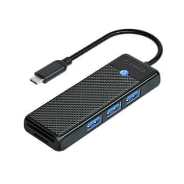 Orico PAPW3AT-C3 USB-C HUB adapter 3x USB 3.0 / microSD/SD 0.15m, crni