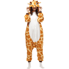 Nikcorp Kigurumi pidžama žirafa S, jednodijelni kombinezon onesie kostim za odrasle, mekani flis, unisex dizajn za maskenbal i spavanje, kapuljača s 3D detaljima, kopčanje na patentni zatvarač, bočni džepovi
