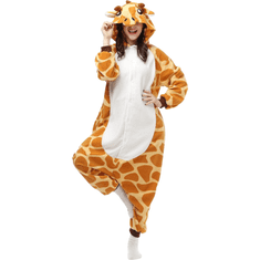 Nikcorp Kigurumi pidžama žirafa S, jednodijelni kombinezon onesie kostim za odrasle, mekani flis, unisex dizajn za maskenbal i spavanje, kapuljača s 3D detaljima, kopčanje na patentni zatvarač, bočni džepovi