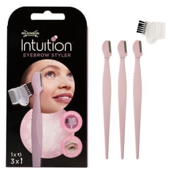 Nikcorp Wilkinson Sword Intuition Perfect Finish stroj za oblikovanje i regulaciju obrva set 3 zamjenske oštrice, dermaplaning, mikrozaštita, nehrđajući čelik