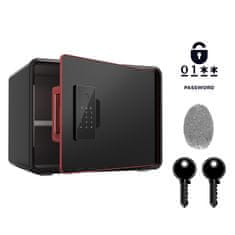 Nikcorp Biometrijski sef NIKCORP SG-25-Z, kućni oklopni sef na otisak prsta, elektronički kod i ključ, čelični sef za dokumente i novac, 25x35x26 cm, crni, mogućnost montaže na zid ili pod, set 2 ključa