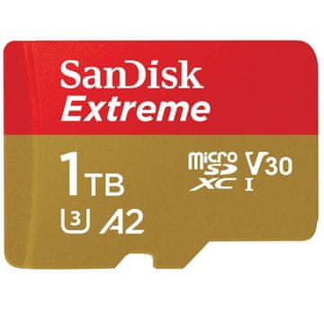 SanDisk Extreme microSDXC 1TB + SD adapter do 190 MB/s i 130 MB/s A2 C10 V30 UHS-I U3
