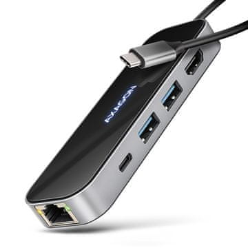 AXAGON Axagon HMC-6GLN USB-C Docking Stanica, 2x USB-A, USB-C, HDMI 4K/60Hz, RJ-45, PD 100W