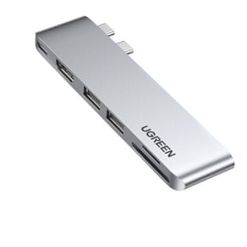 HUB Ugreen CM380 USB-C Hub, 2x USB-C, HDMI, 2x USB 3.0, SD/MicroSD, siv