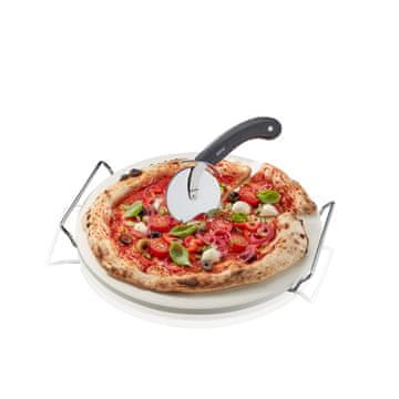 slomart GEFU set: rezač za pizzu + kamen s okruglim stalkom DARIOSO