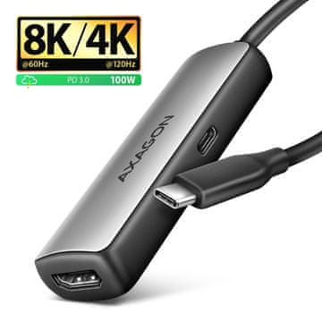 AXAGON Axagon USB-C na HDMI 2.1 adapter, 8K/60Hz, 4K/144Hz, HDR10+, PD100W