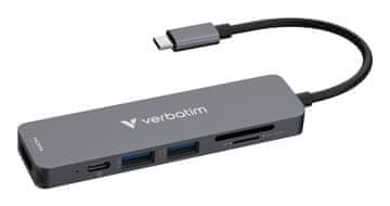 Verbatim Verbatim USB-C Essentials Multiport Hub, 6 portova: HDMI, USB-C PD, USB-A 3.2, USB-A, SD & microSD