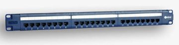 slomart EmiterNet Patch panel 19", 24xRJ45 UTP cat.5e (1U) s policom, plavi (PoE)