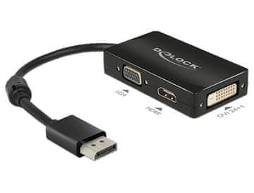 Delock DLC DisplayPort/VGA+HDMI+DVI adapter, 0.16m, crni