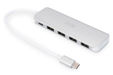 Digitus Digitus USB Type-CTM 4-portni hub (USB 3.0) + PD, srebrni