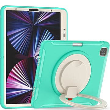 Nikcorp Maska za iPad Pro 5/4/3 12.9" s rotirajućim postoljem i držačem za olovku, troslojna zaštita od udaraca, ergonomska ručka, mint zelena
