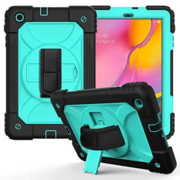 Nikcorp Maska za Samsung Galaxy Tab A7 10.4" tirkizna s postoljem i remenom za nošenje preko ramena, 3-slojna zaštita od udaraca, ergonomska ručka, idealna za putovanja i djecu