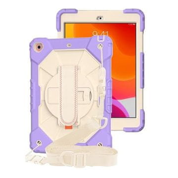 Nikcorp Futrola za iPad Pro 9/8/7 10,2" s postoljem i remenom za nošenje preko ramena, ljubičasta, tro-slojna zaštita od PC i TPU, amortizacija udaraca, podignuti rubovi za kameru, ergonomska ručka, idealna