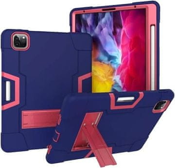 Nikcorp Oklopna futrola za iPad Pro 12,9" 5/4/3 generacije, ružičasta, s postoljem, držačem za olovku, izrađena od silikona i plastike, otporna na padove i udarce, s potpunim pristupom priključcima, idealna