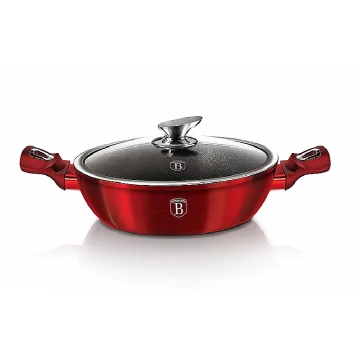 Berlingerhaus Okrugla posuda za pečenje s mramornim finišem i poklopcem, 24 cm, Burgundy Metallic Line