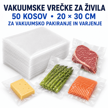 Ruhhy vakuumske vrećicae sa živila 20 × 30 cm, 50 dijelova, sa vakuumski aparat