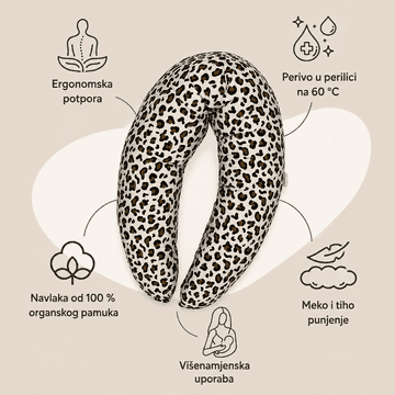 Mali čudeži Jastuk za trudnice i dojenje XXL PREMIUM 190 cm | 100 % organski pamuk | OEKO-TEX | Ergonomski jastuk za spavanje i dojenje