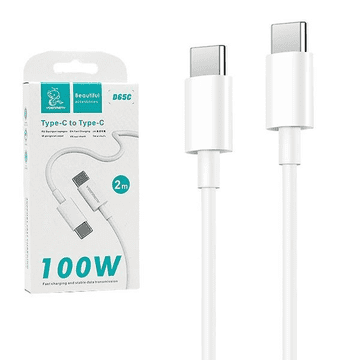 KEDO USB kabel USB-C na USB-C, 2 m, 3.6A, 100W, PD, bijeli