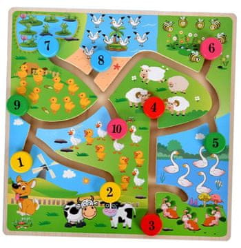 Montessori labirint – drvena obrazovna ploča za djecu - Životinje