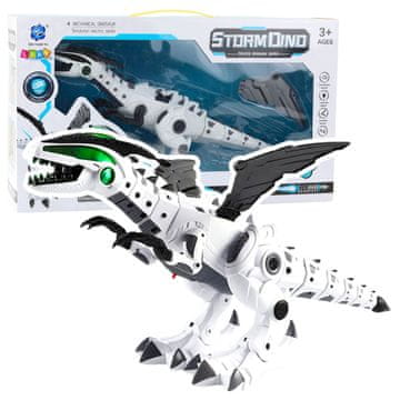Robot Robot Dinosaur Lean Toys na baterije, pokretna krila, svjetla, zvuk, bijeli