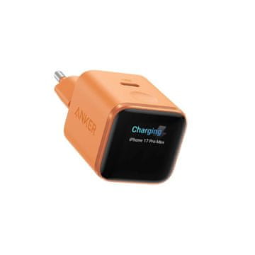 Anker Nano punjač 45W, Pametni zaslon, narančaste boje