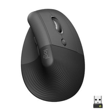 Logitech Lift vertikalni ergonomski bežični optički crni miš