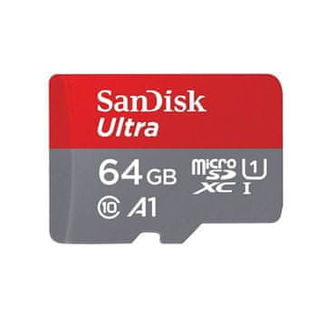 SANDISK Ultra microSDXC 64 GB + SD adapter 140 MB/s A1, klasa 10, UHS-I
