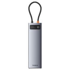 BASEUS 11u1 HUB adapter USB-C na USB-C PD 4x USB HDMI VGA AUX RJ45 SD TF sivi