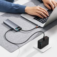 BASEUS 11u1 HUB adapter USB-C na USB-C PD 4x USB HDMI VGA AUX RJ45 SD TF sivi