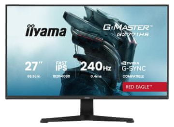 iiyama G-Master G2771HS-B1 Red Eagle 27 fhd ips 0.4ms 240Hz HDR10 G-Sync monitor crni