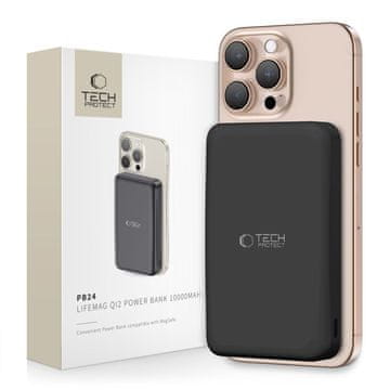 Tech-protect Bežična prijenosna baterija 10000 mAh USB-A USB-C 15W - crna