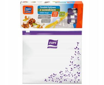 Ravi Plastične vrećice za višekratnu upotrebu s patentnim zatvaračem 1,5l 15 kom