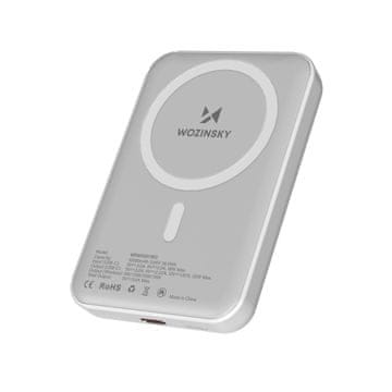 WOZINSKY Magnetna prijenosna baterija 10000 mAh s 25 cm USB-C kabelom - bijela
