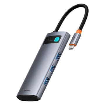 BASEUS 7u1 hub adapter Metal Gleam USB-C hdmi USB-A USB-C PD SD microSD - sivi