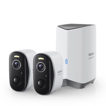 BASEUS Vanjski nadzorni komplet s 2 2K kamere i 16GB Wi-Fi - bijeli