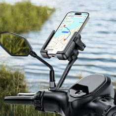 BASEUS Držač za telefon za motocikl s nosačem za amortizer za retrovizor - crni