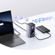 BASEUS Hub priključna stanica 11u1 USB-C HDMI DP USB-A USB-C RJ45 PD Mini Jack 3,5 mm EU punjač - siva