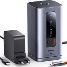 BASEUS Hub priključna stanica 11u1 USB-C HDMI DP USB-A USB-C RJ45 PD Mini Jack 3,5 mm EU punjač - siva