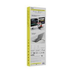 BASEUS Hub priključna stanica 12-u-1 USB-C HDMI DisplayPort USB-A SD/microSD RJ45 PD - siva