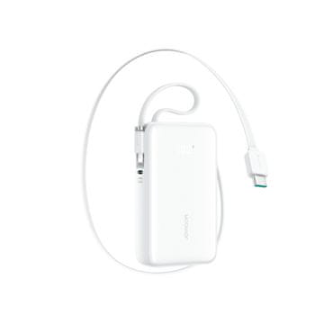 Joyroom Powerbank 10000mAh 35W s uvlačivim USB-C kabelom i Lightning vrpcom - bijela