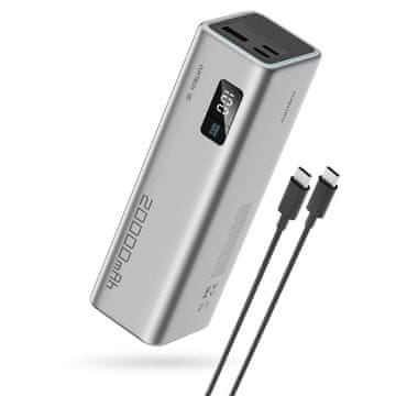 Powerbank 20000mAh USB-C USB-A 100W - siva
