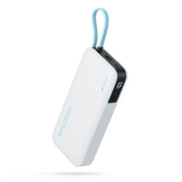 Powerbank 20000mAh USB-A USB-C s ugrađenim USB-C kabelom 55W - bijela